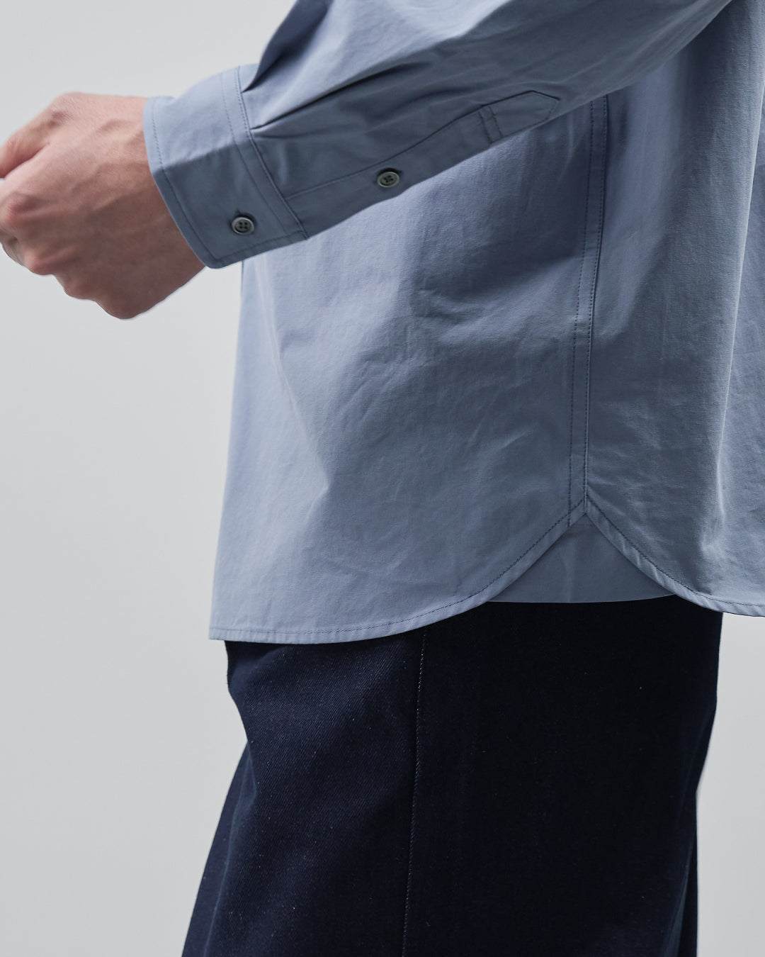 Cotton Broadcloth Regular Collar L/S Shirts -blue-