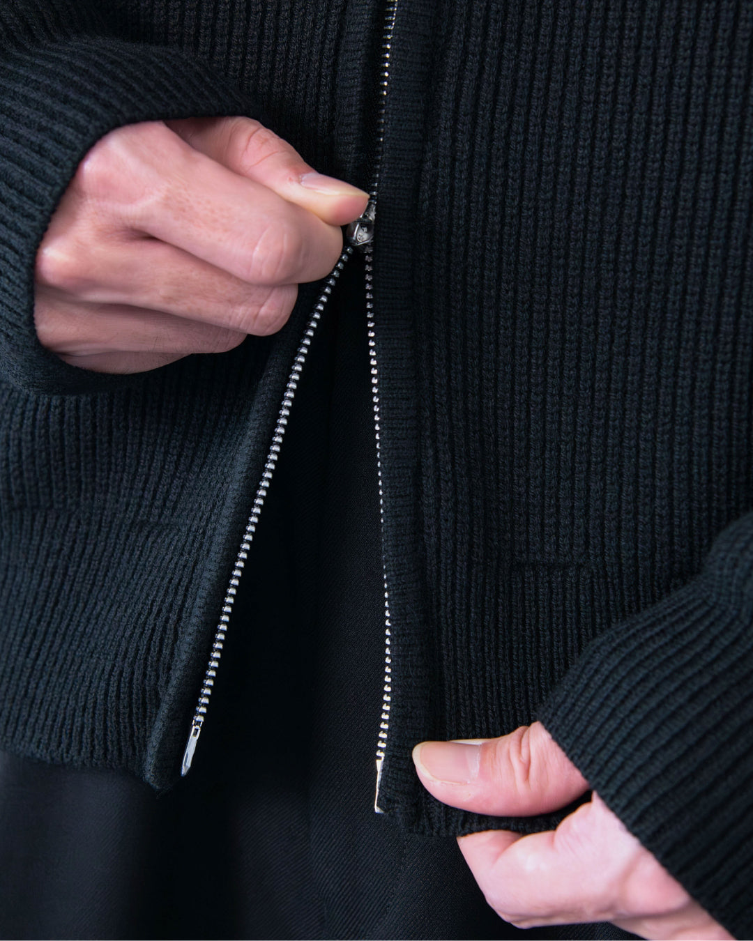 Wool Mixed Drivers Knit -black-