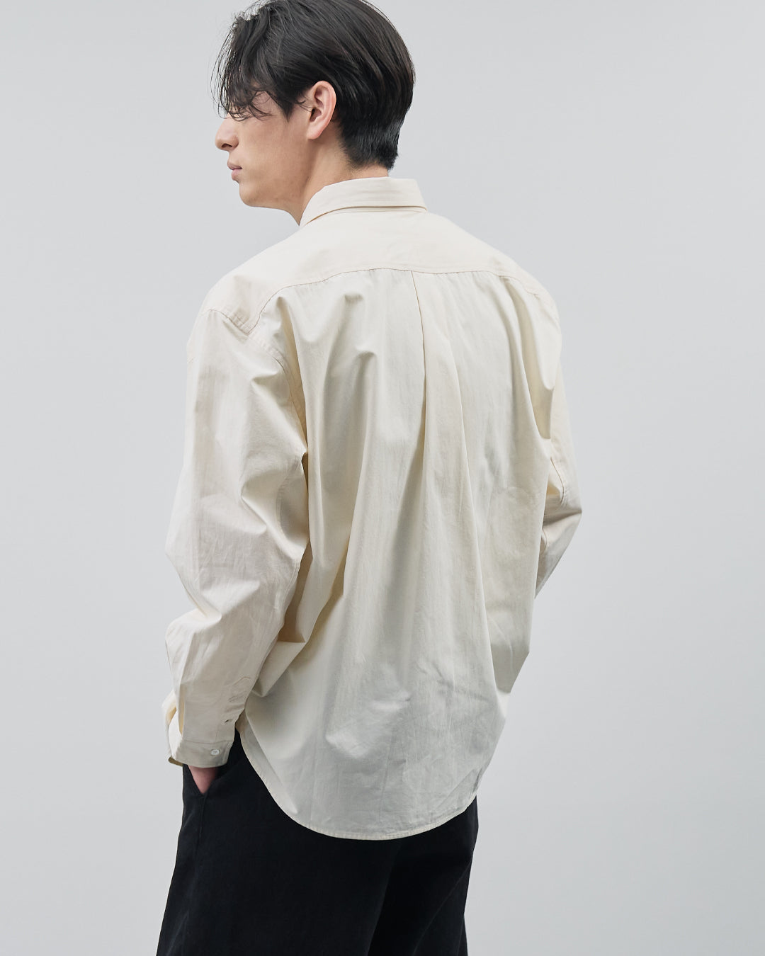 Cotton Broadcloth Regular Collar L/S Shirts -ivory-