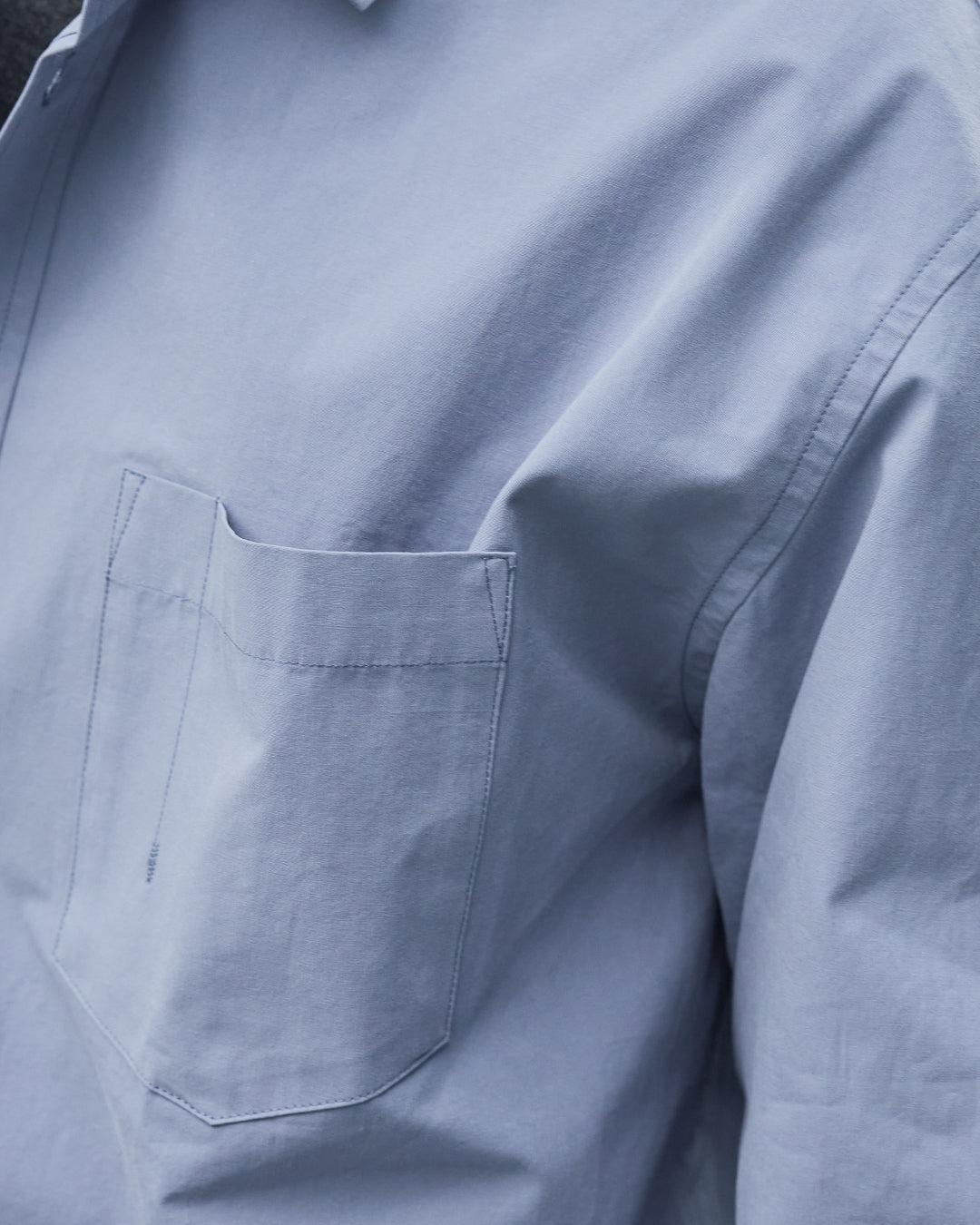 Cotton Broadcloth Regular Collar L/S Shirts -blue-