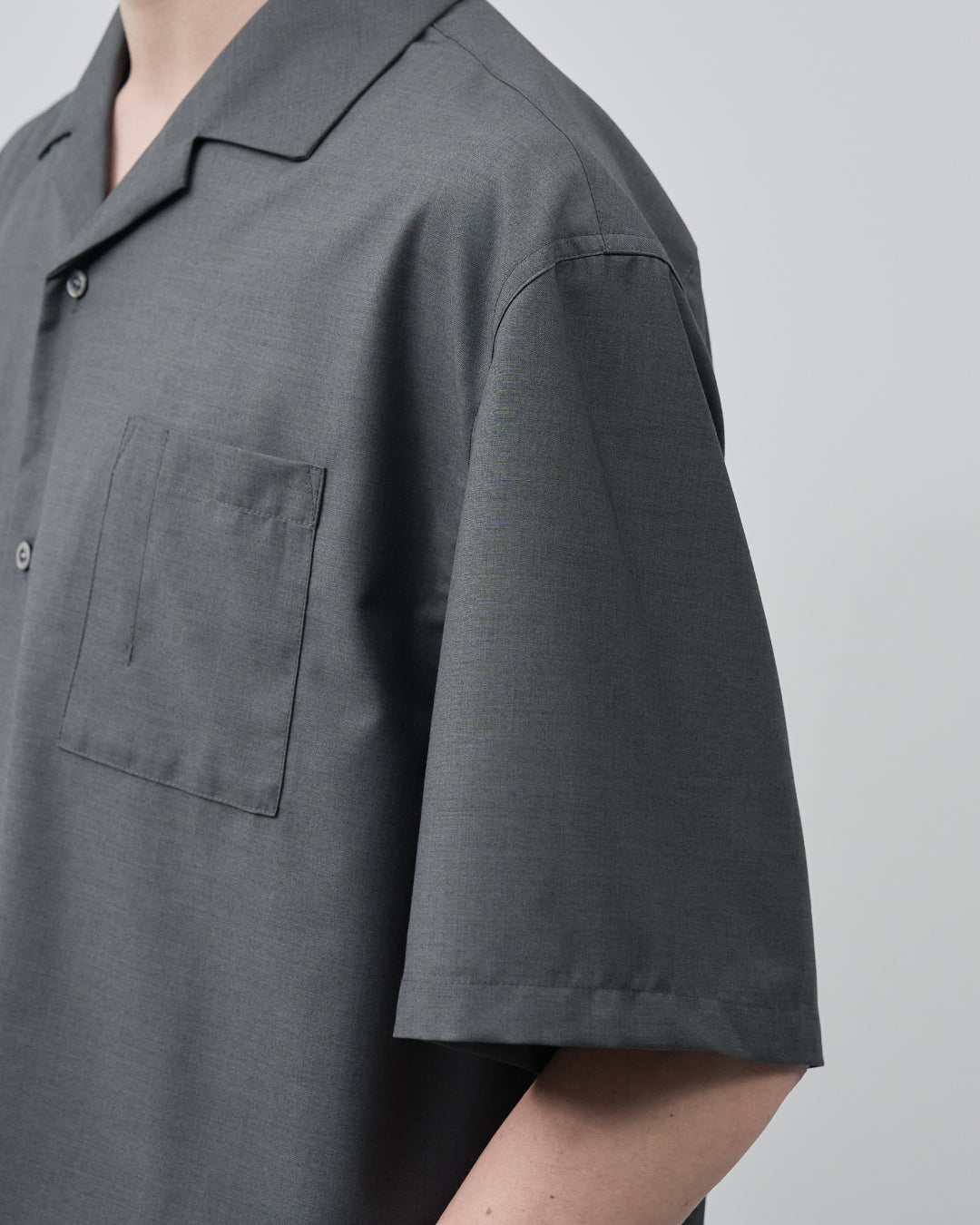 Italian Open-Collar S/S Shirt -charcoal-