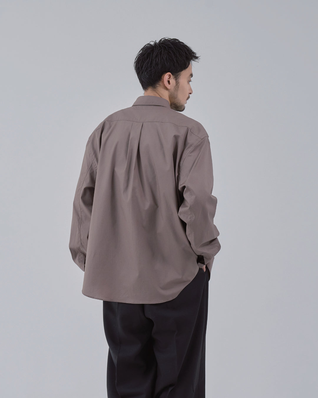 Relaxed Fit Regular Collar L/S Shirt -brown-