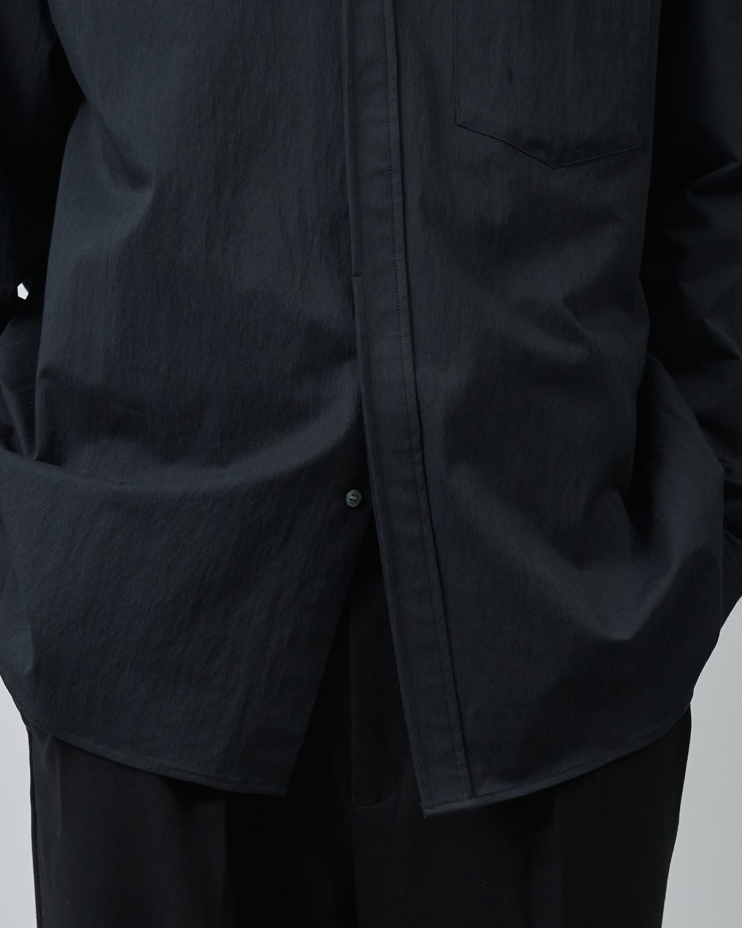 Cotton×Nylon Regular Collar L/S Shirts -black-