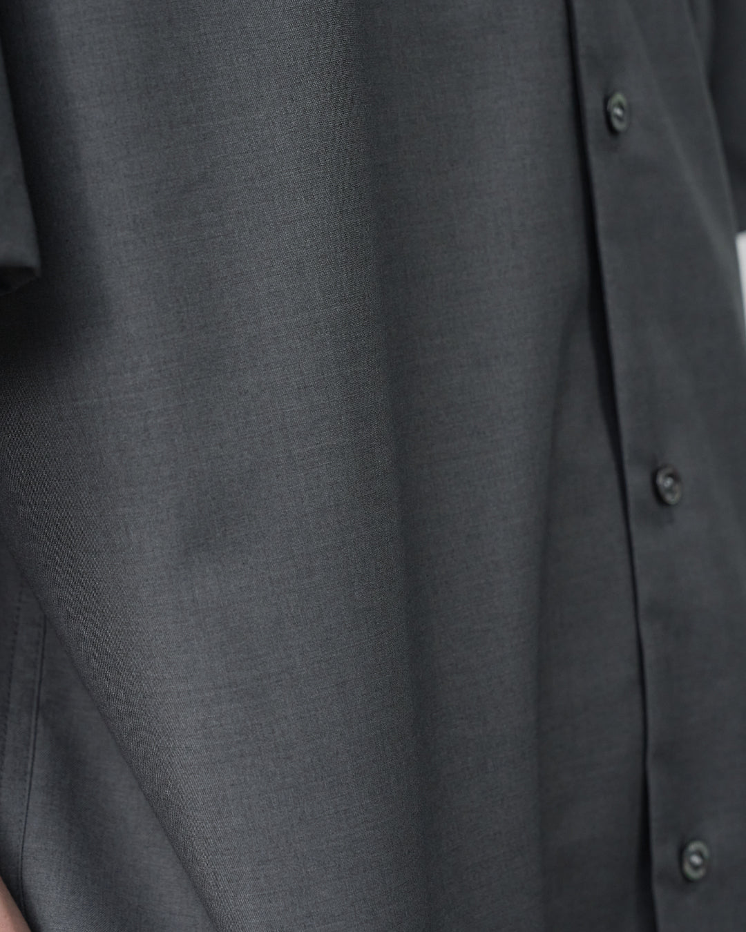 Italian Open-Collar S/S Shirt -charcoal-