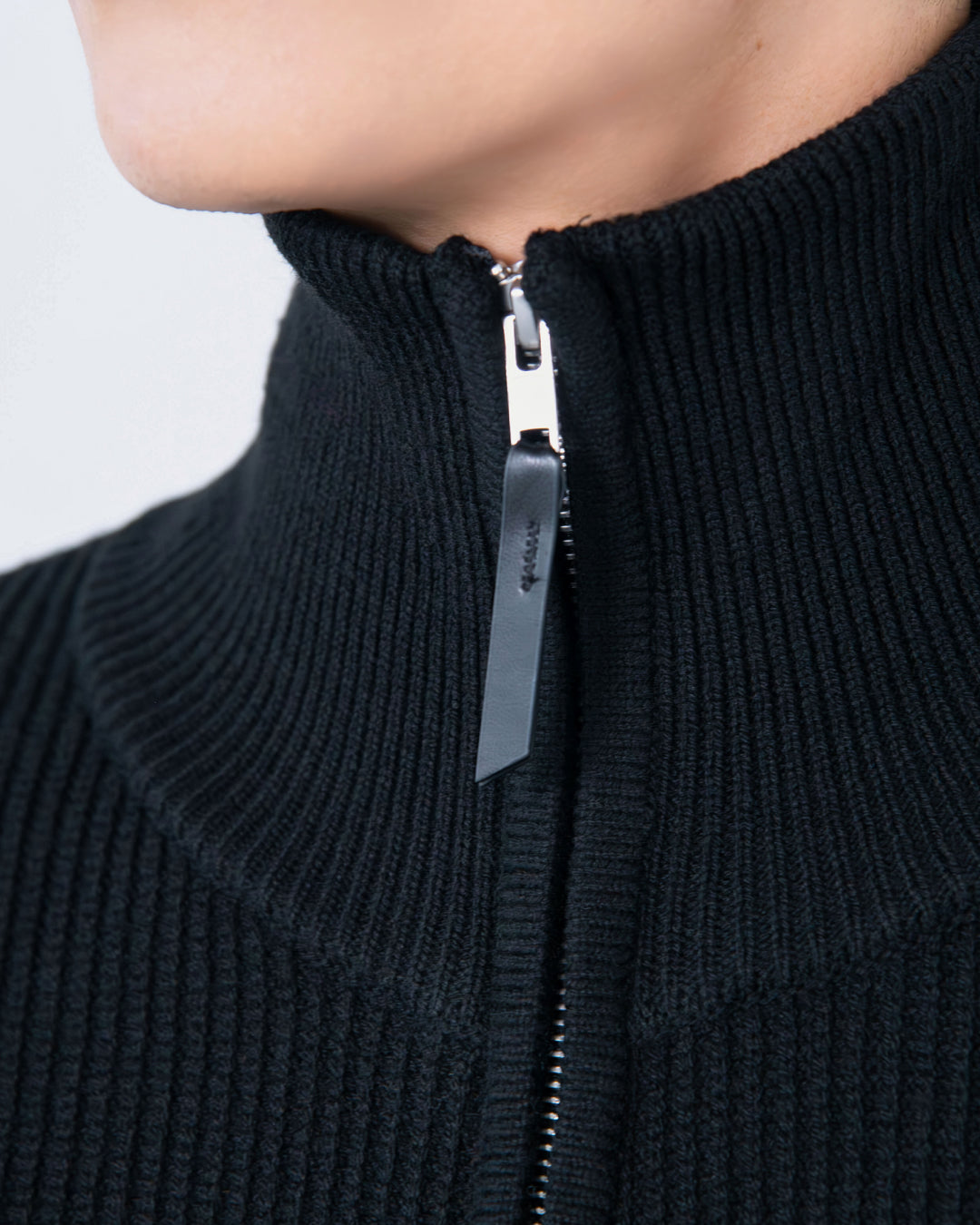 Wool Mixed Drivers Knit -black-