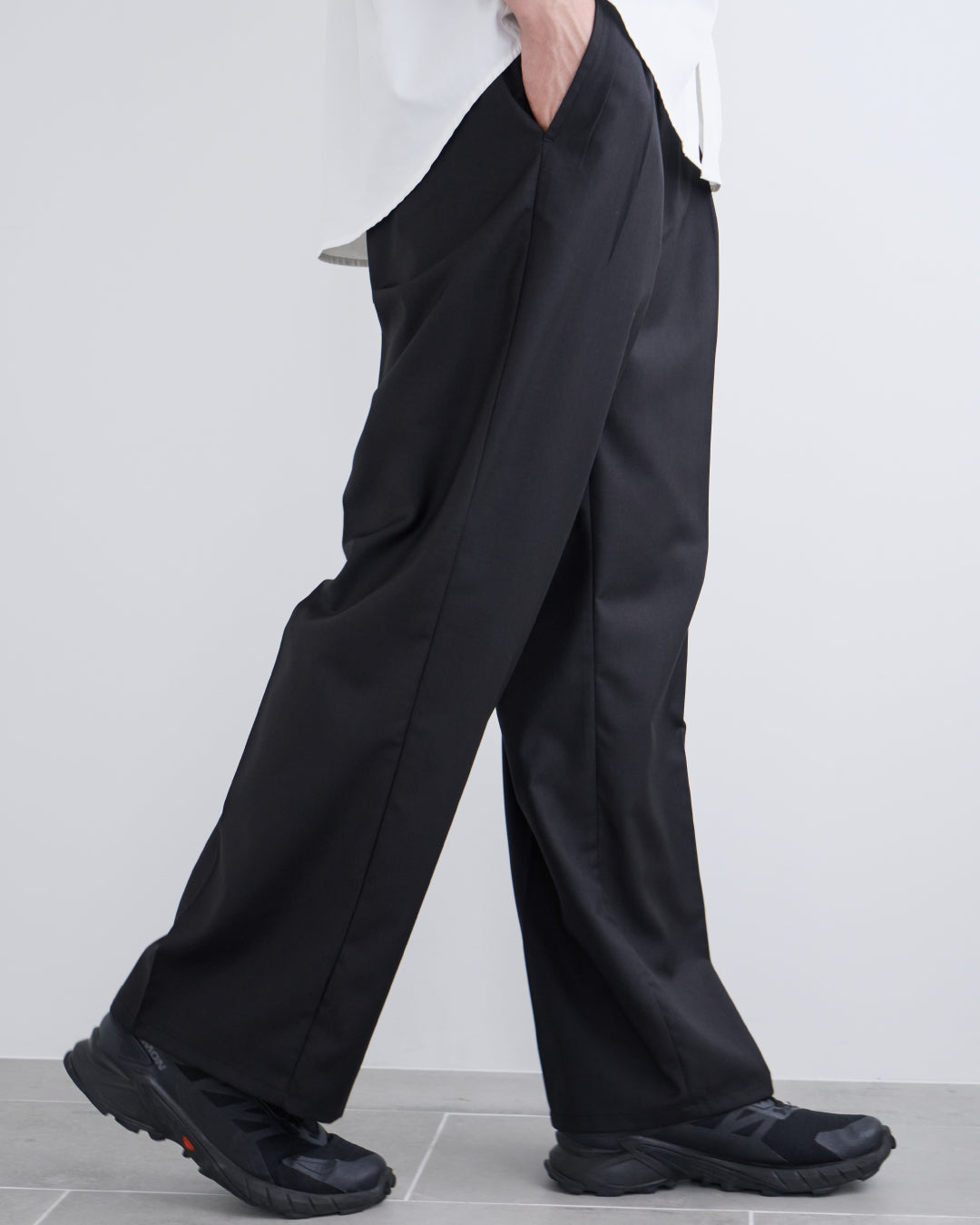 2Tuck Wide Slacks-black-