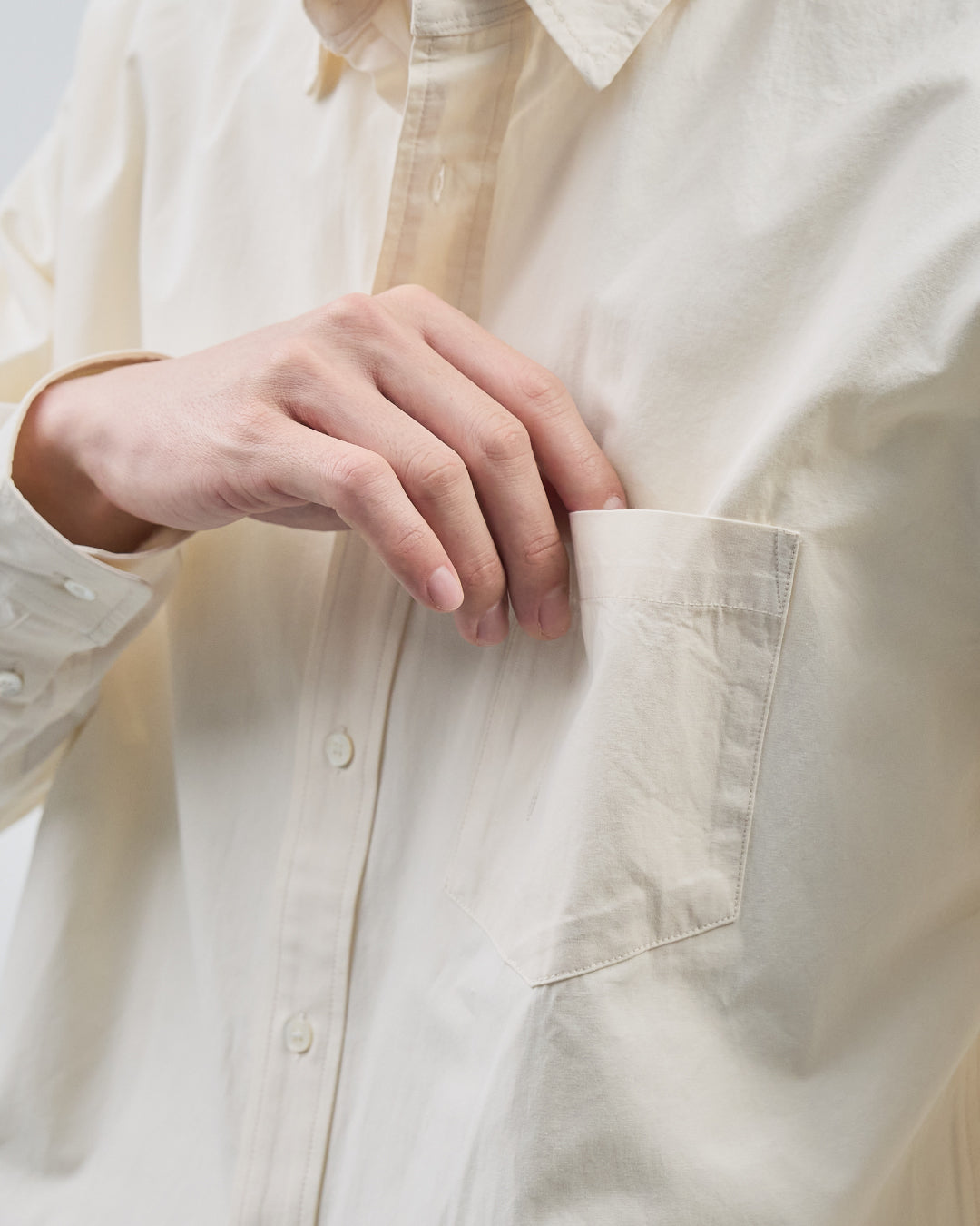 Cotton Broadcloth Regular Collar L/S Shirts -ivory-