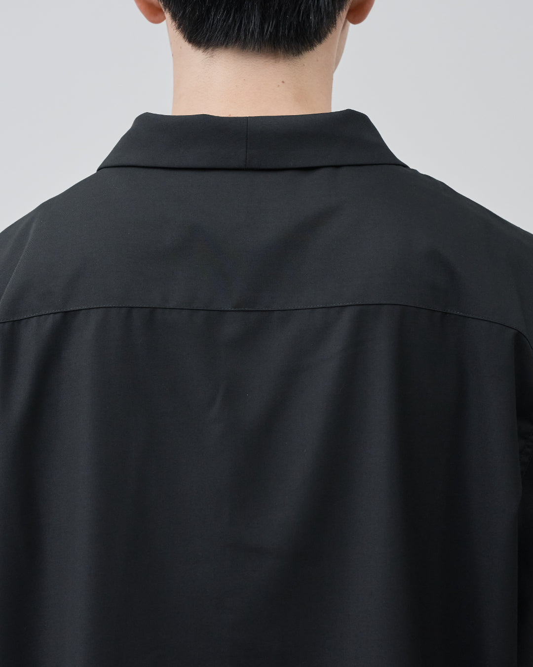 Italian Open-Collar S/S Shirt -black-