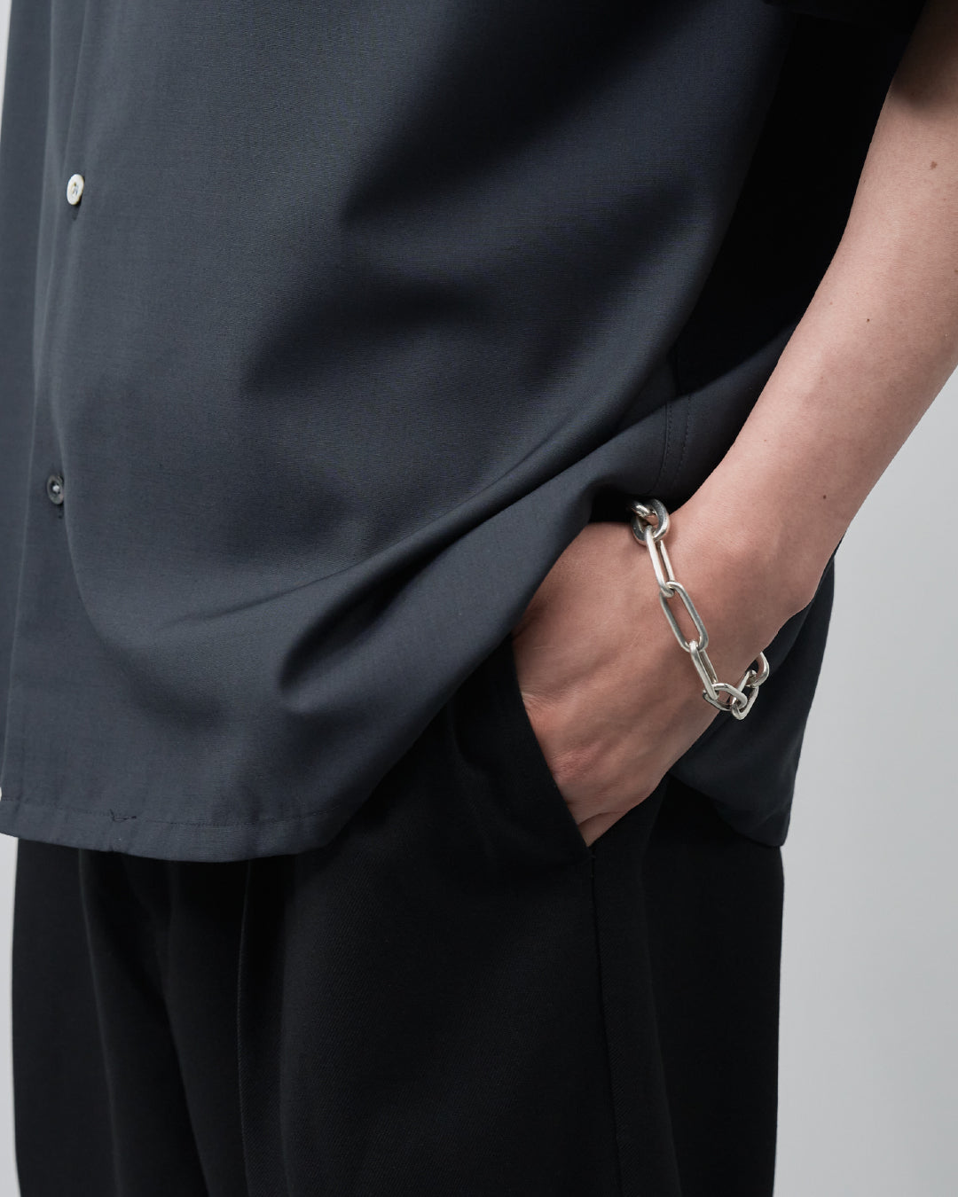 Italian Open-Collar S/S Shirt -navy-