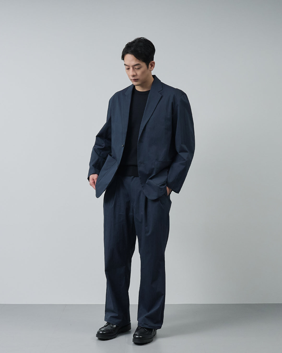 Cotton×Nylon Easy Tailored Jacket -navy-