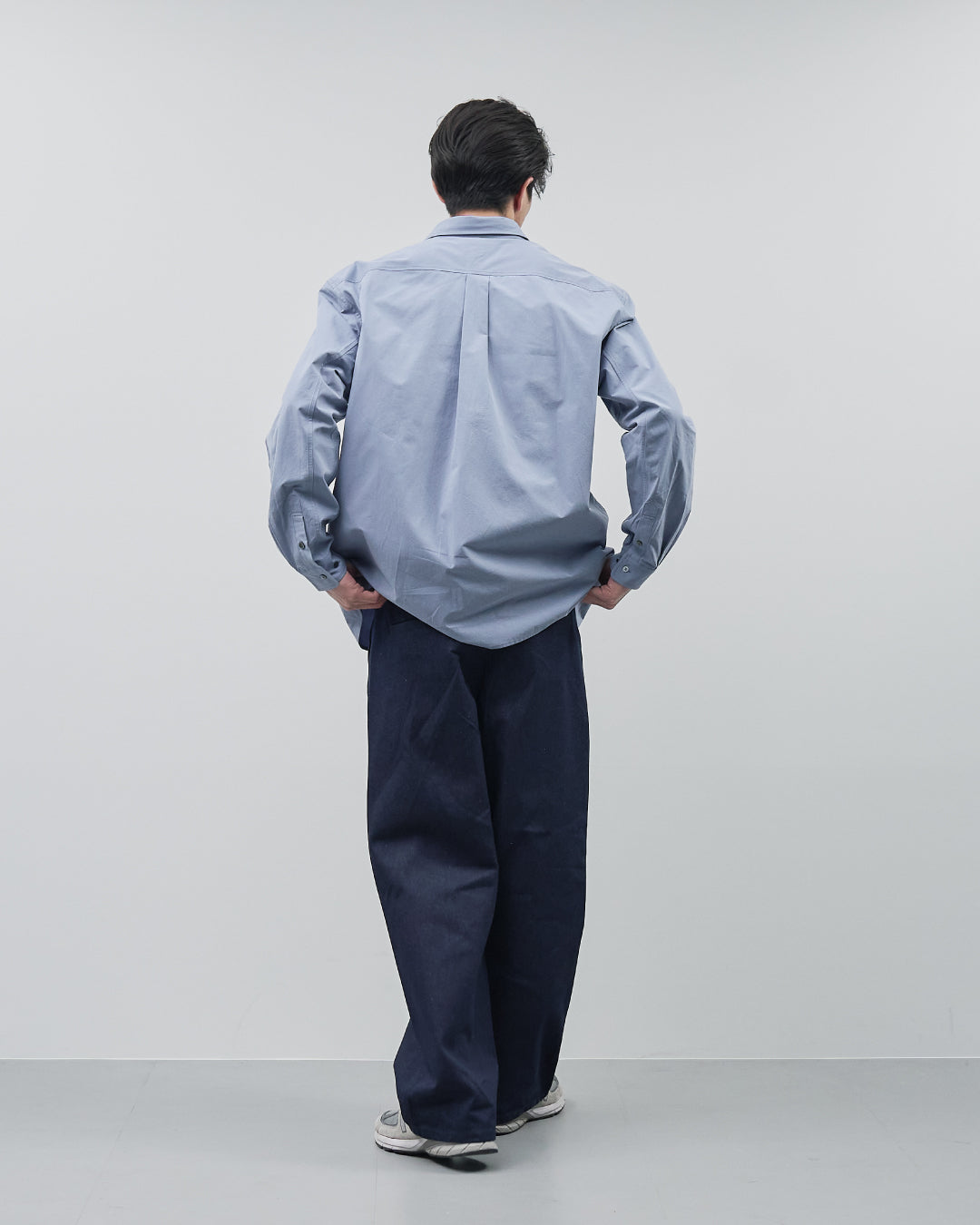 Cotton Broadcloth Regular Collar L/S Shirts -blue-