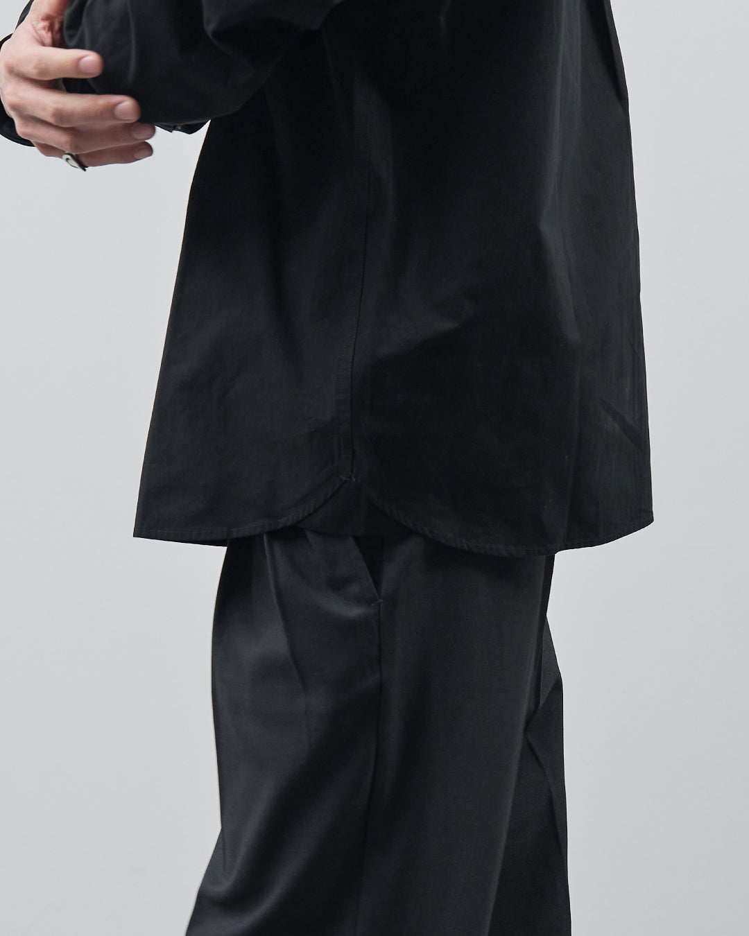 Cotton Broadcloth Regular Collar L/S Shirts -black-