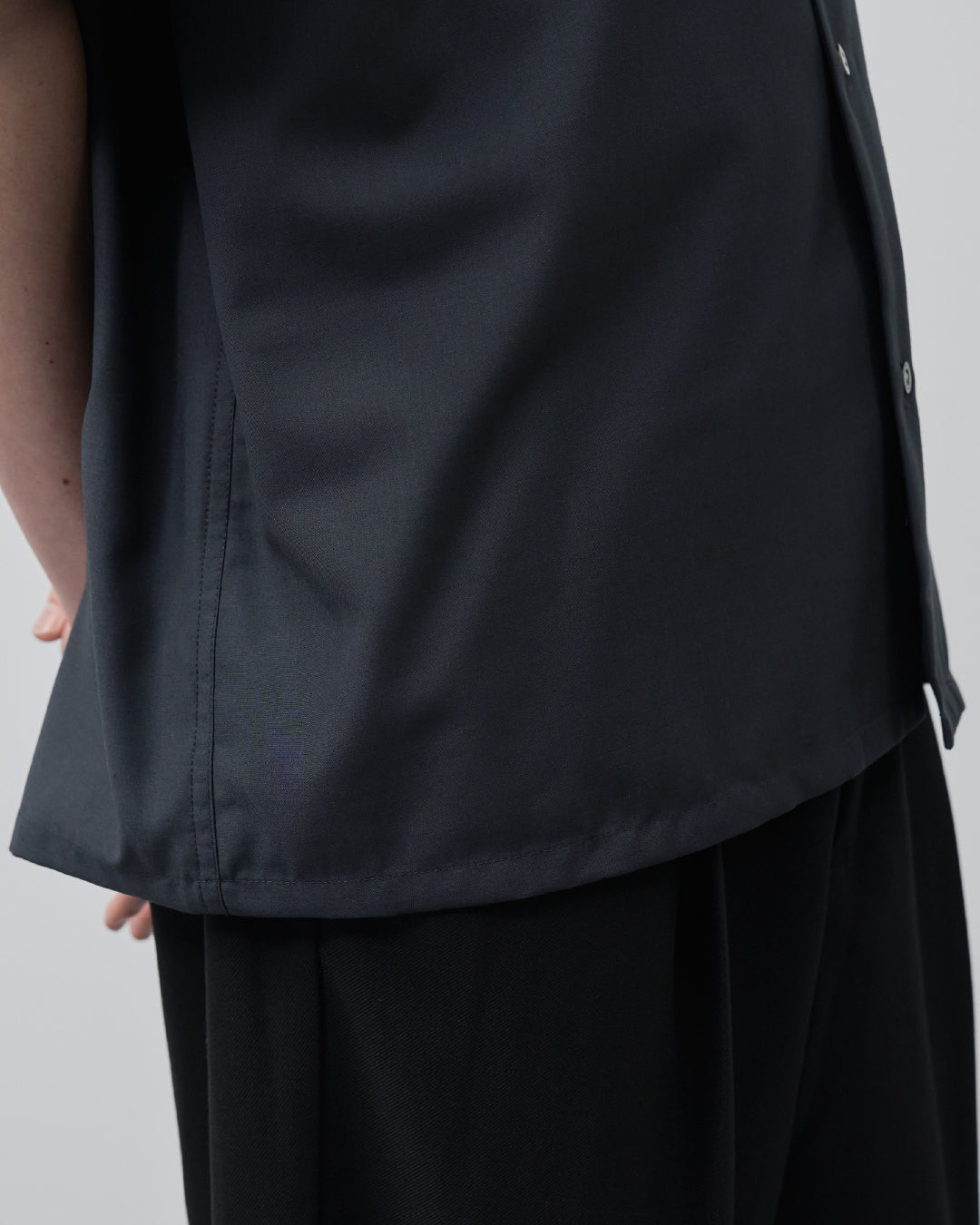 Italian Open-Collar S/S Shirt -navy-