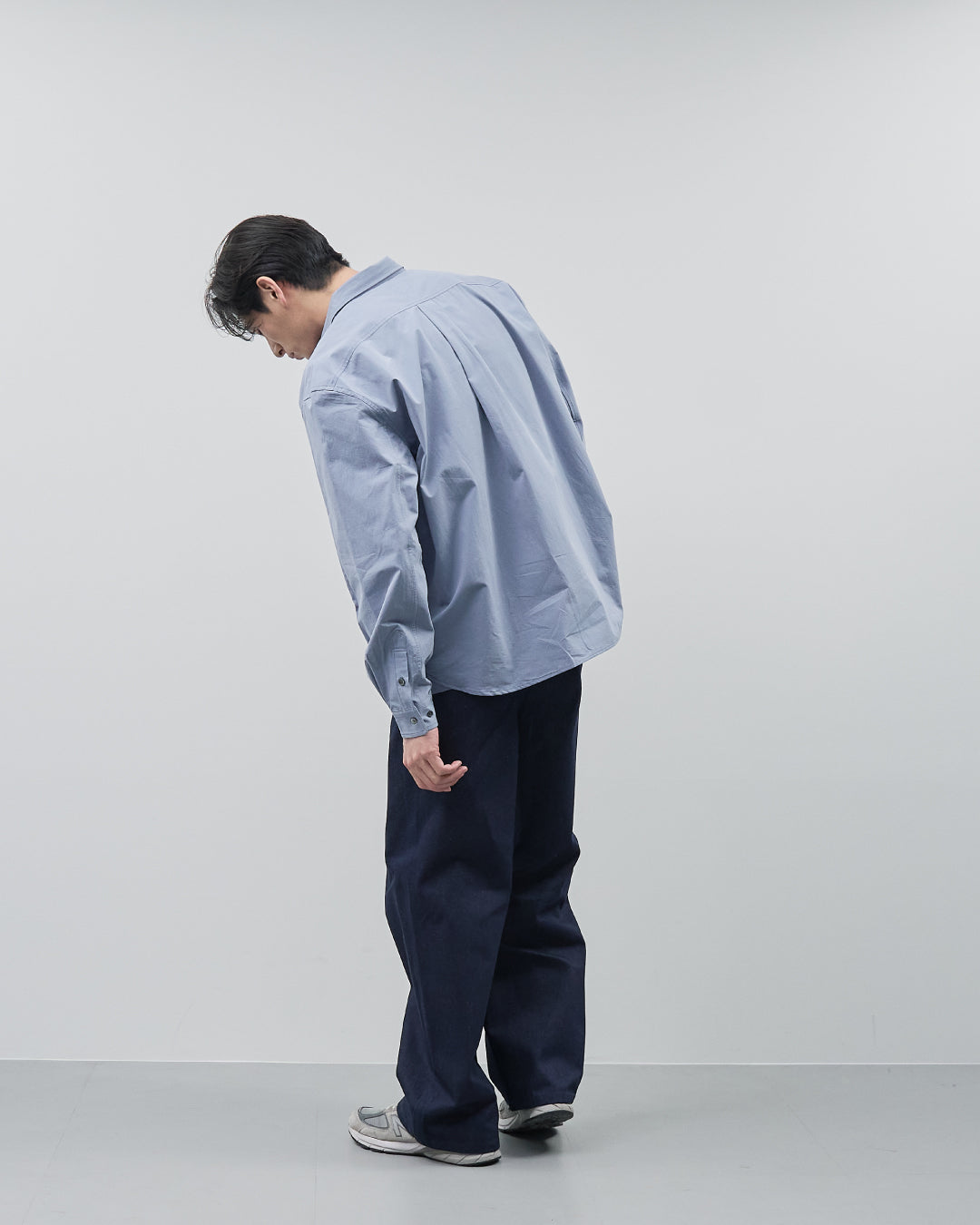 Cotton Broadcloth Regular Collar L/S Shirts -blue-