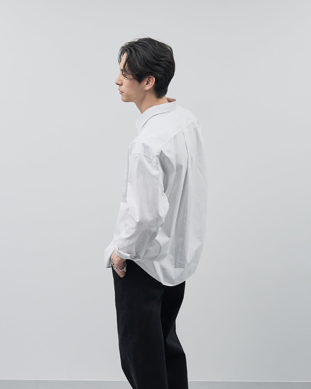 Cotton Broadcloth Regular Collar L/S Shirts -white-