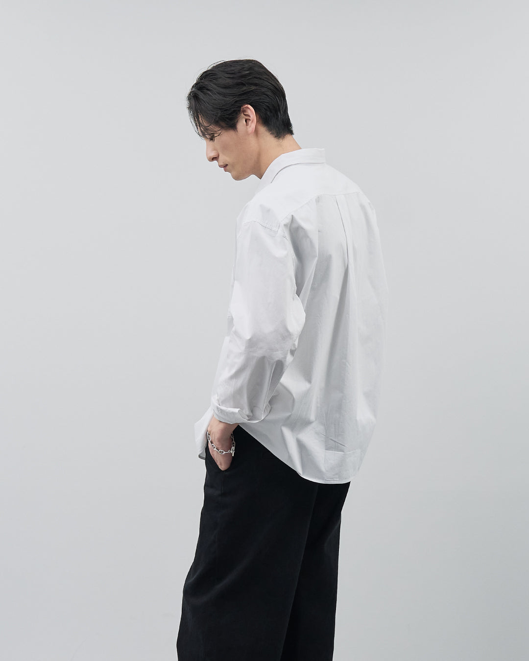 Cotton Broadcloth Regular Collar L/S Shirts -white-