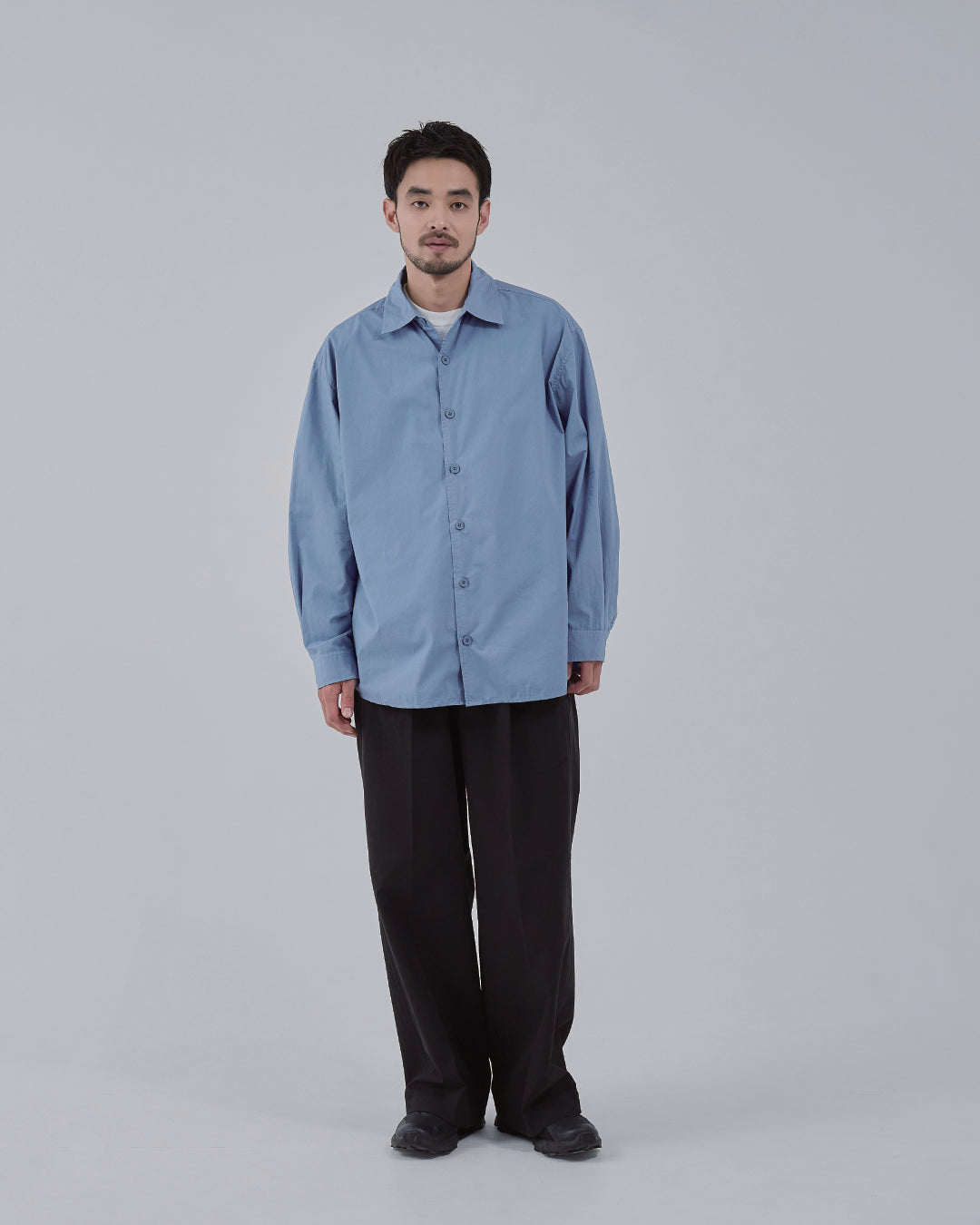 Garment Dyed L/S Shirt -blue-