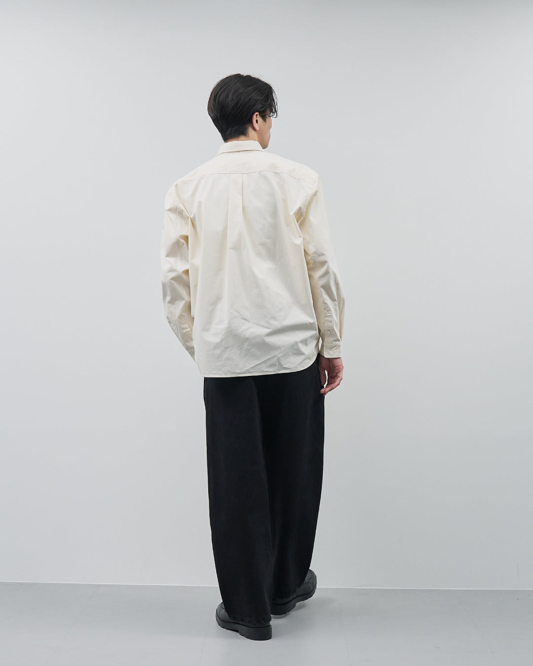 Cotton Broadcloth Regular Collar L/S Shirts -ivory-