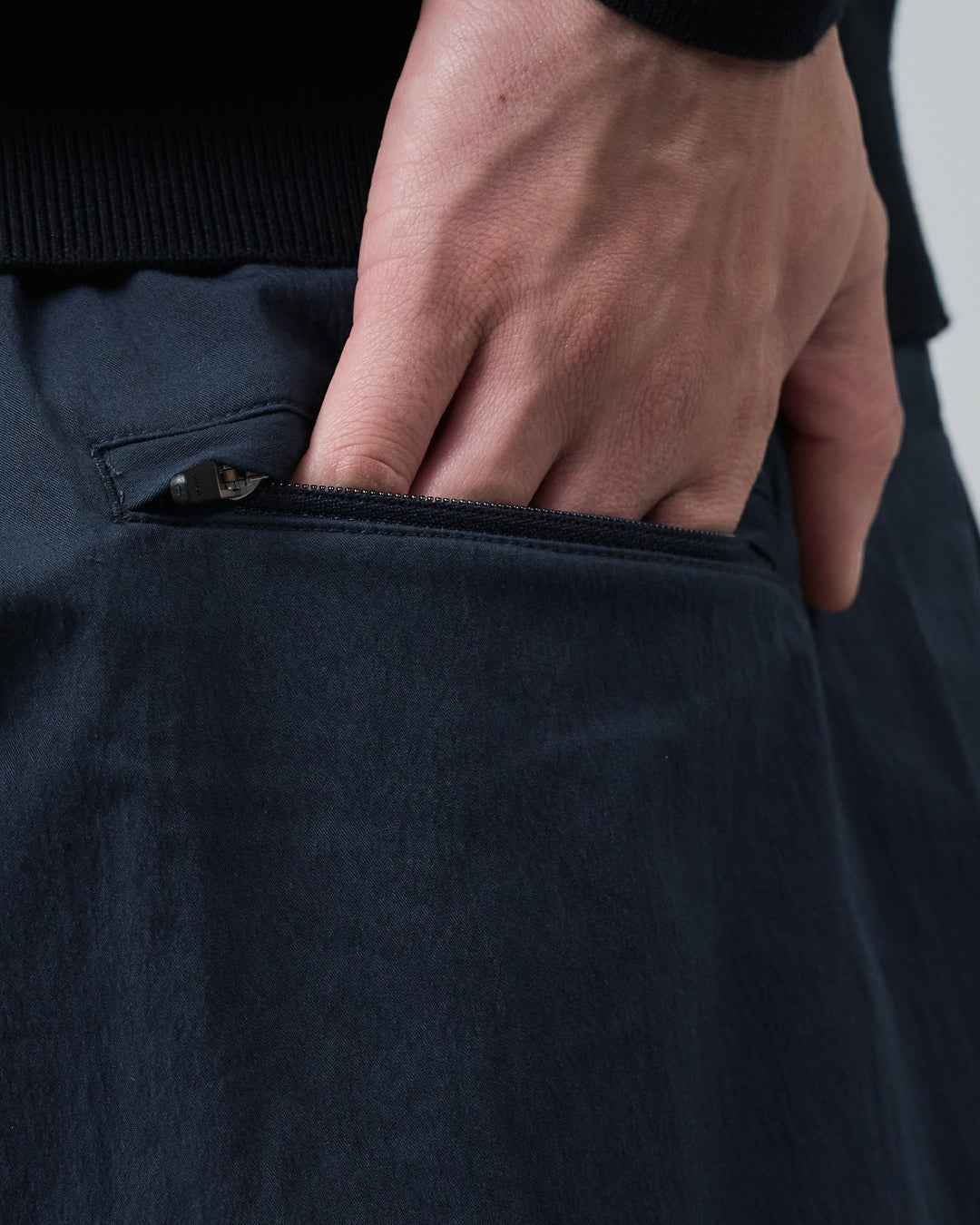 Cotton×Nylon Wide Straight Easy Slacks -navy-