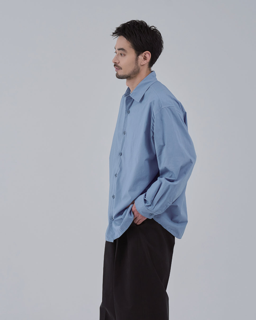 Garment Dyed L/S Shirt -blue-