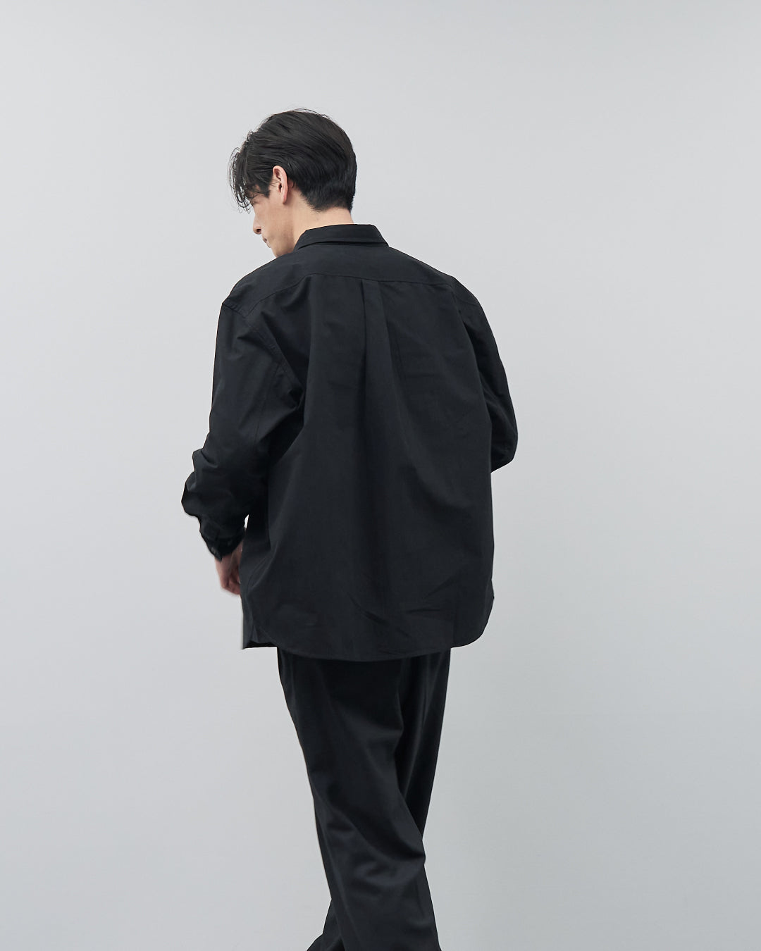 Cotton Broadcloth Regular Collar L/S Shirts -black-