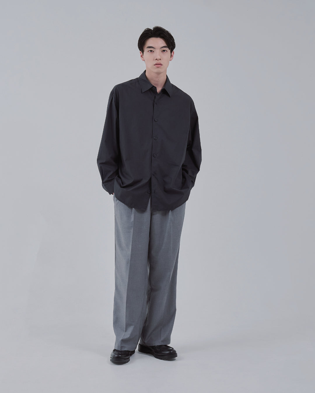 Garment Dyed L/S Shirt -charcoal-