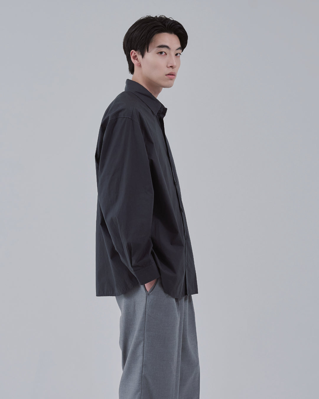 Garment Dyed L/S Shirt -charcoal-