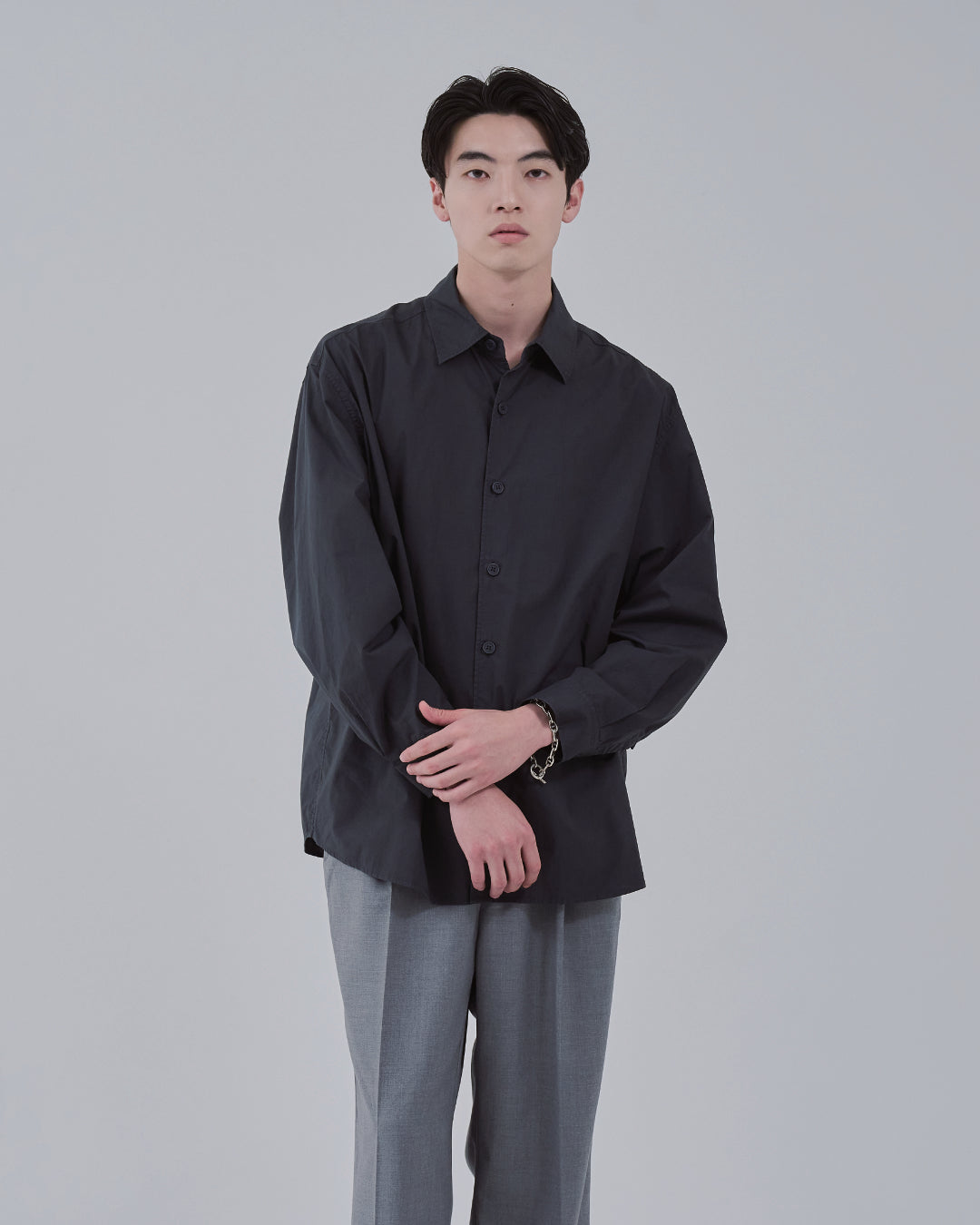 Garment Dyed L/S Shirt -charcoal-