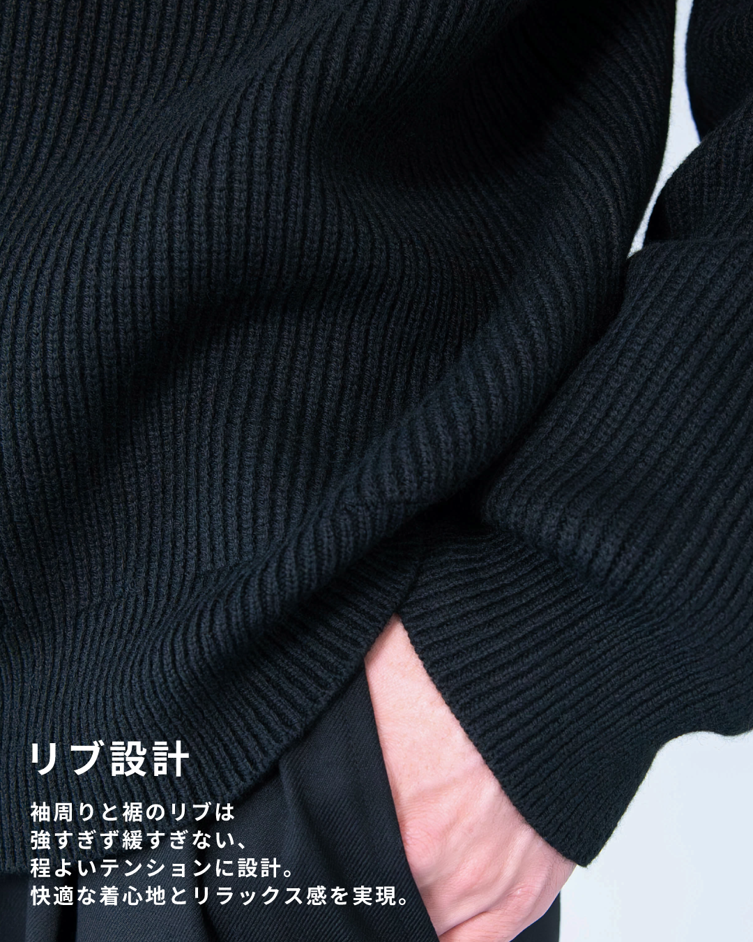 Wool Mixed Drivers Knit -black-