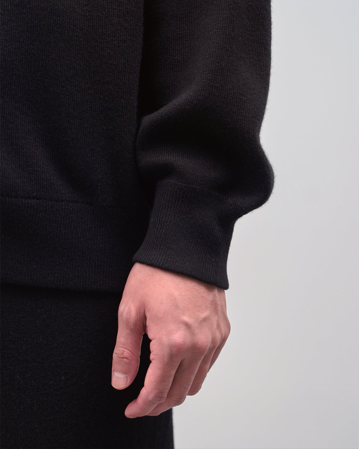 Full Zip Knit Hoodie -black-