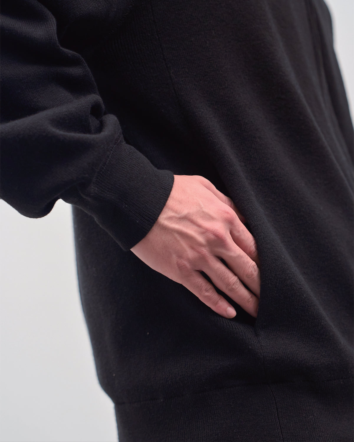 Full Zip Knit Hoodie -black-