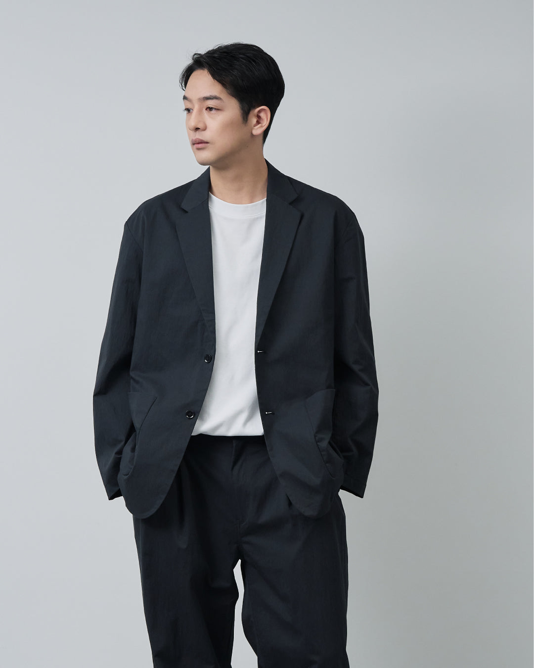 Cotton×Nylon Easy Tailored Jacket -black-