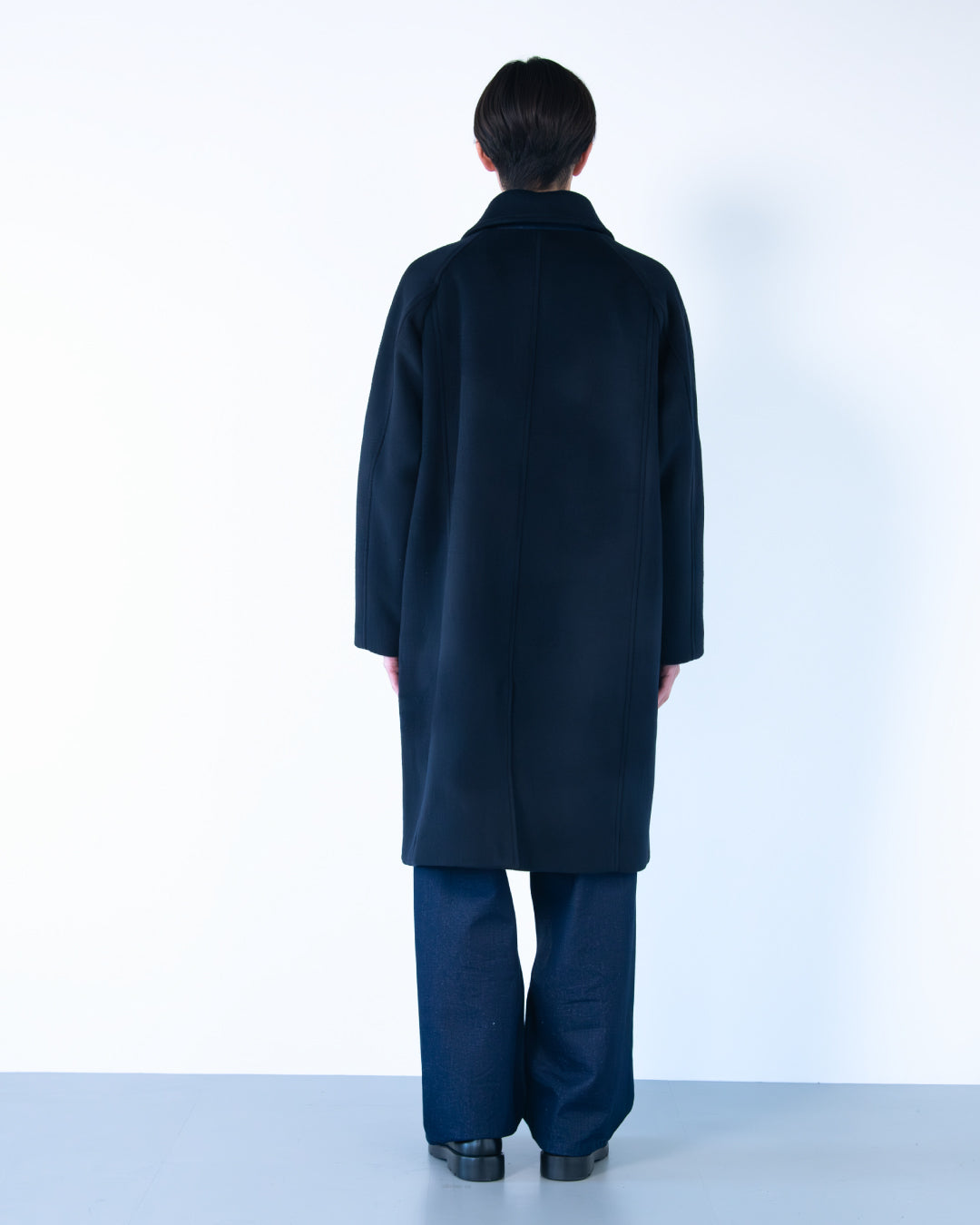 Double Melton Bal Collar Coat -navy-