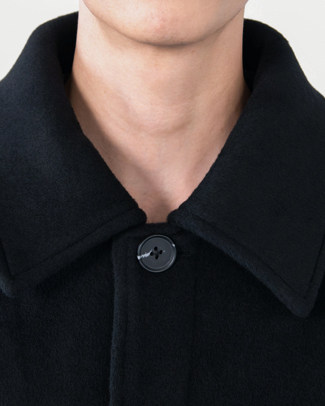 Double Melton Bal Collar Coat -black-