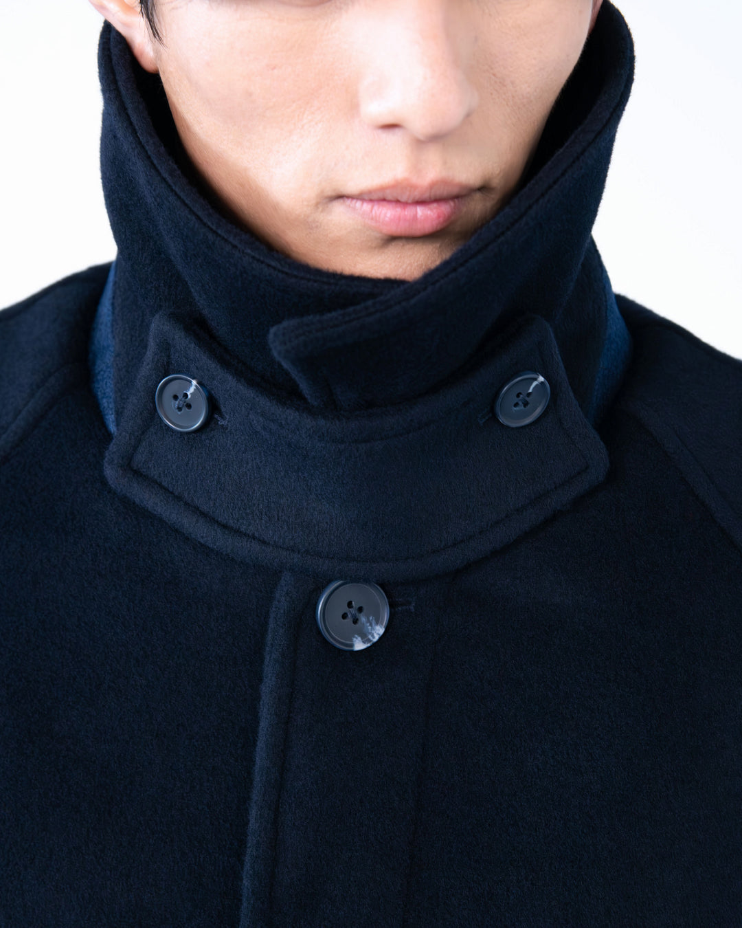 Double Melton Bal Collar Coat -navy-