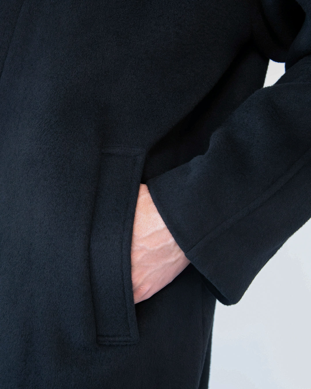 Double Melton Bal Collar Coat -black-