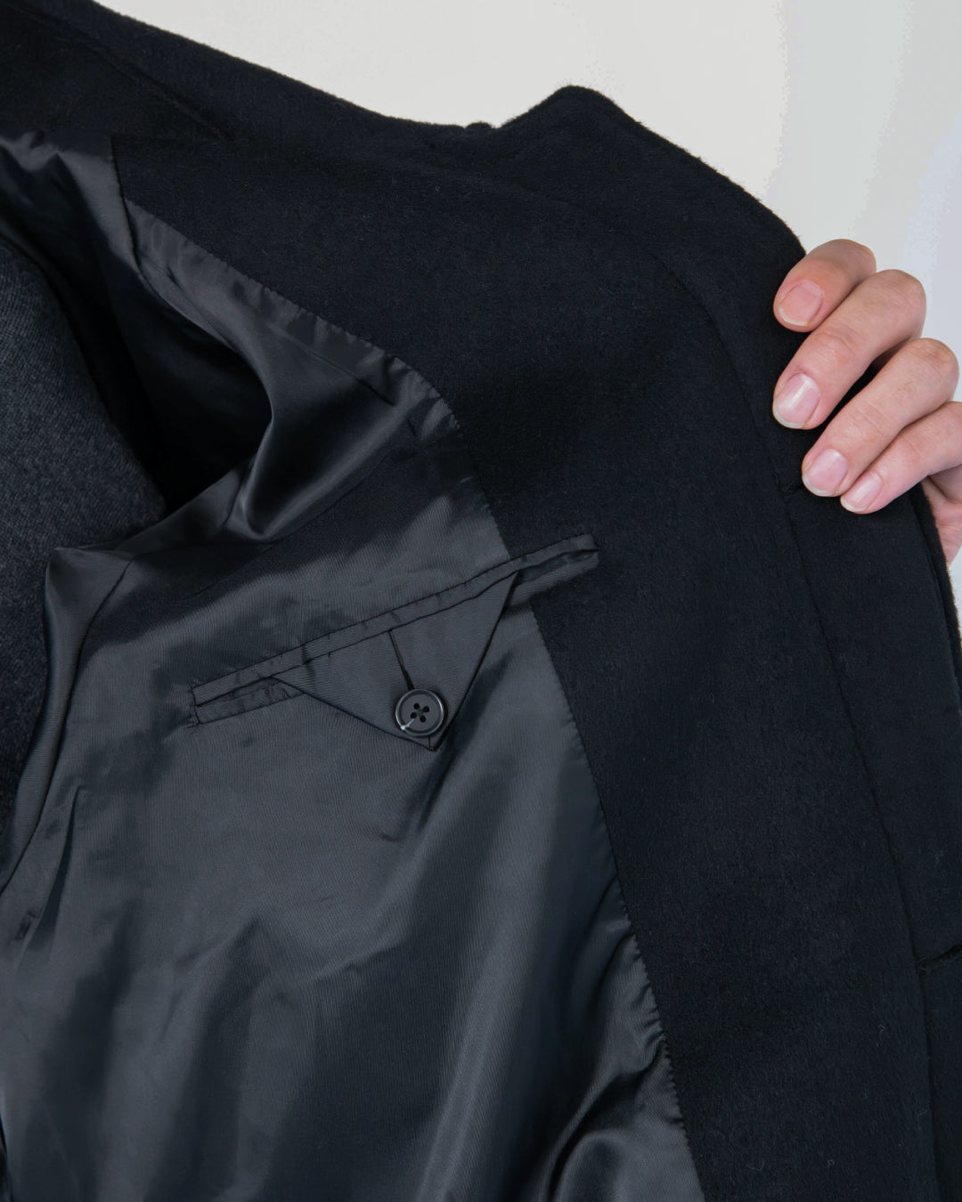 Double Melton Bal Collar Coat -black-