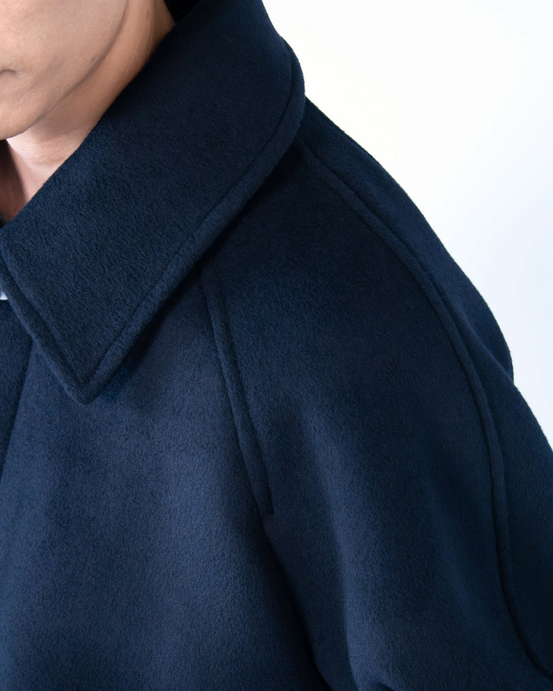 Double Melton Bal Collar Coat -navy-