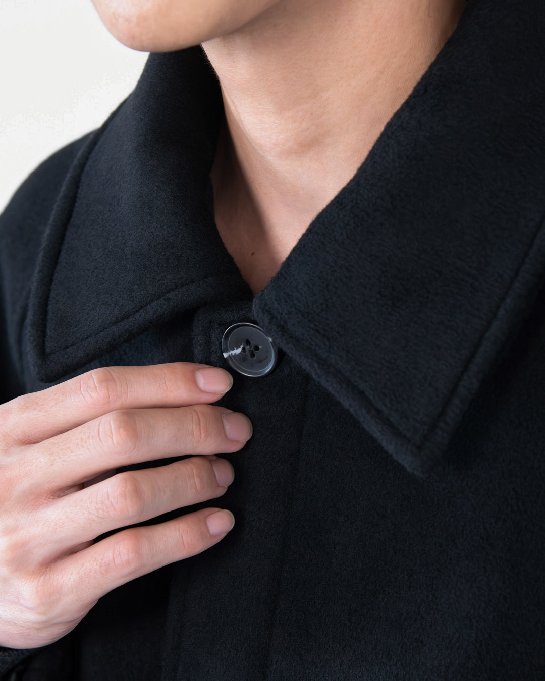 Double Melton Bal Collar Coat -black-