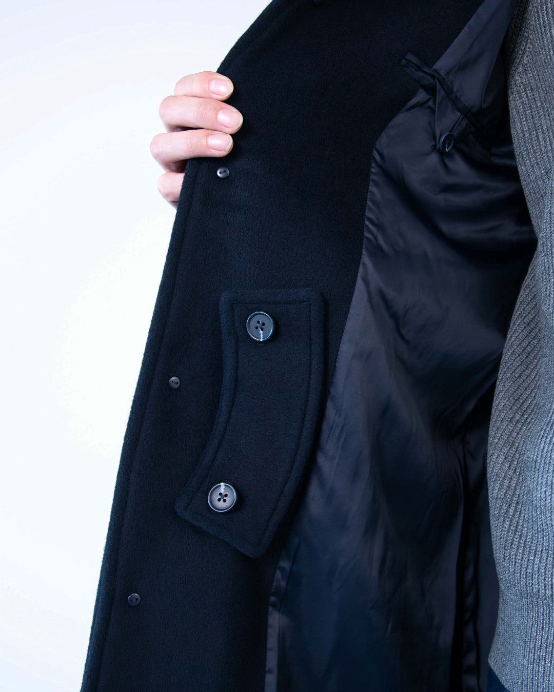 Double Melton Bal Collar Coat -navy-
