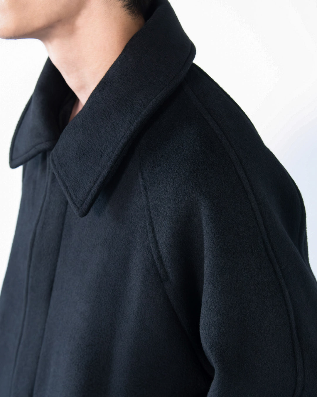 Double Melton Bal Collar Coat -black-