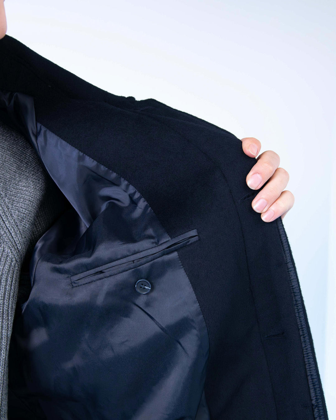 Double Melton Bal Collar Coat -navy-