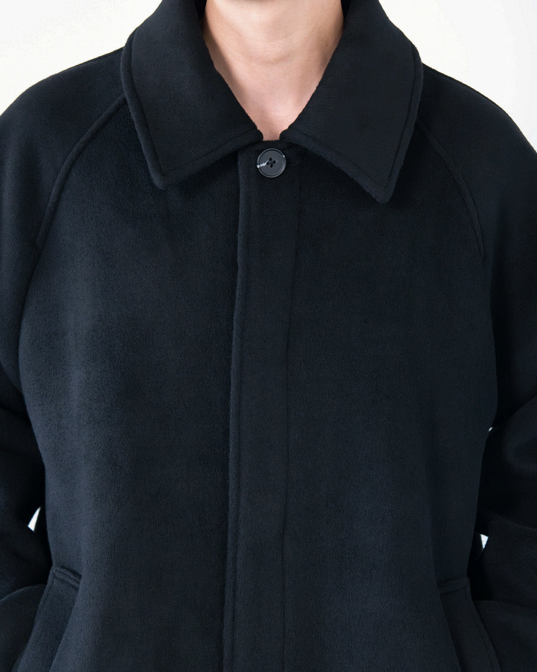 Double Melton Bal Collar Coat -black-