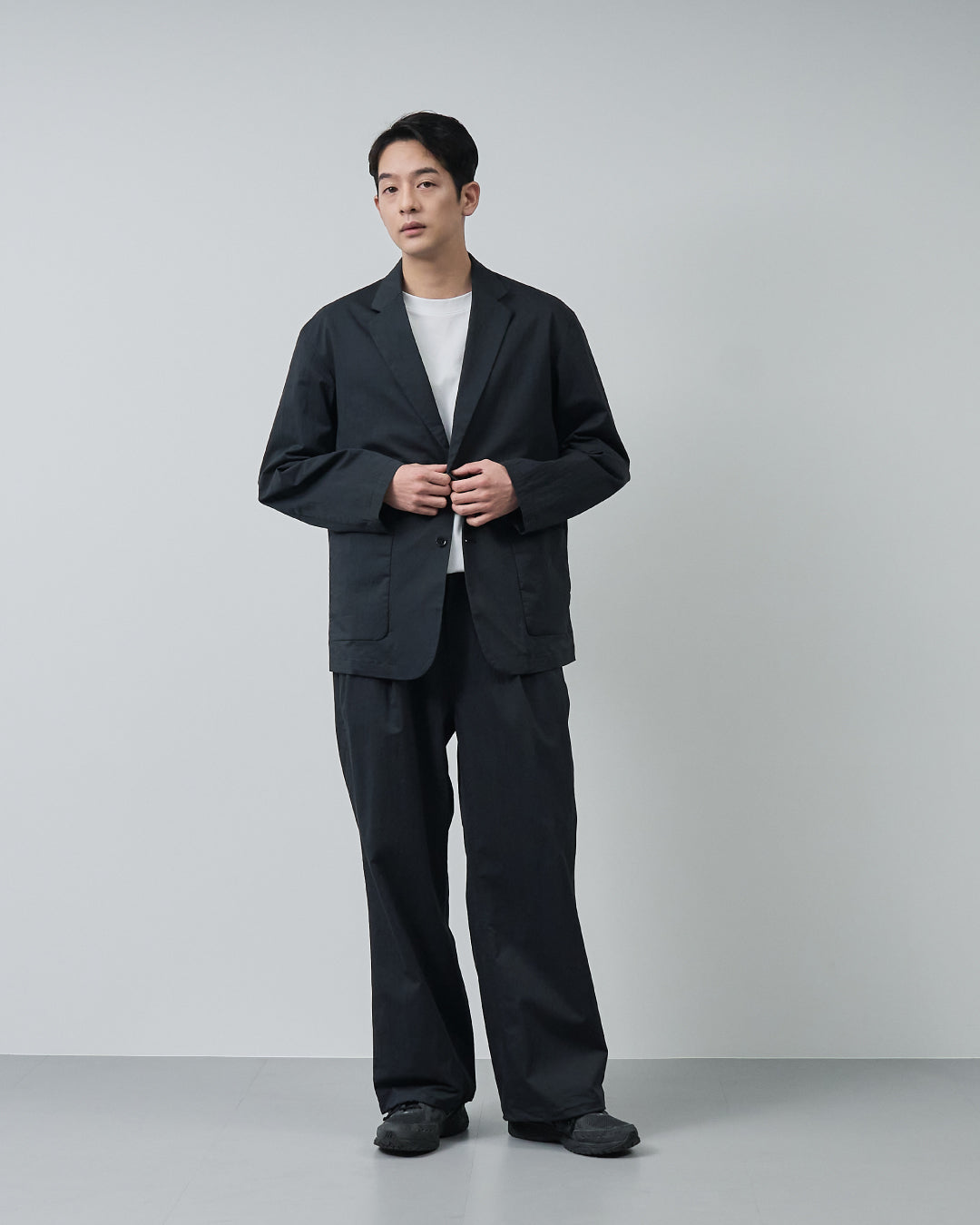 Cotton×Nylon Easy Tailored Jacket -black-