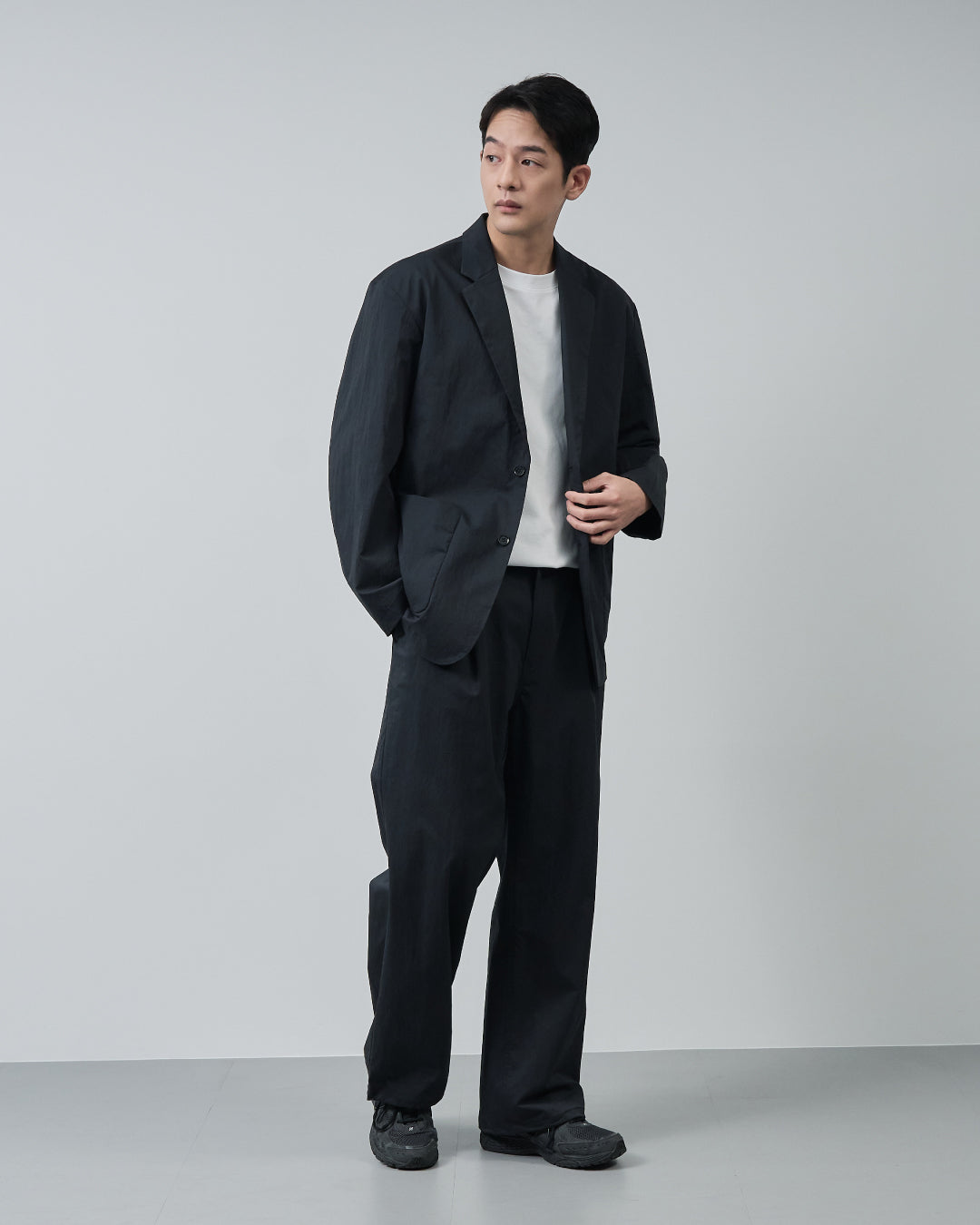 Cotton×Nylon Easy Tailored Jacket -black-