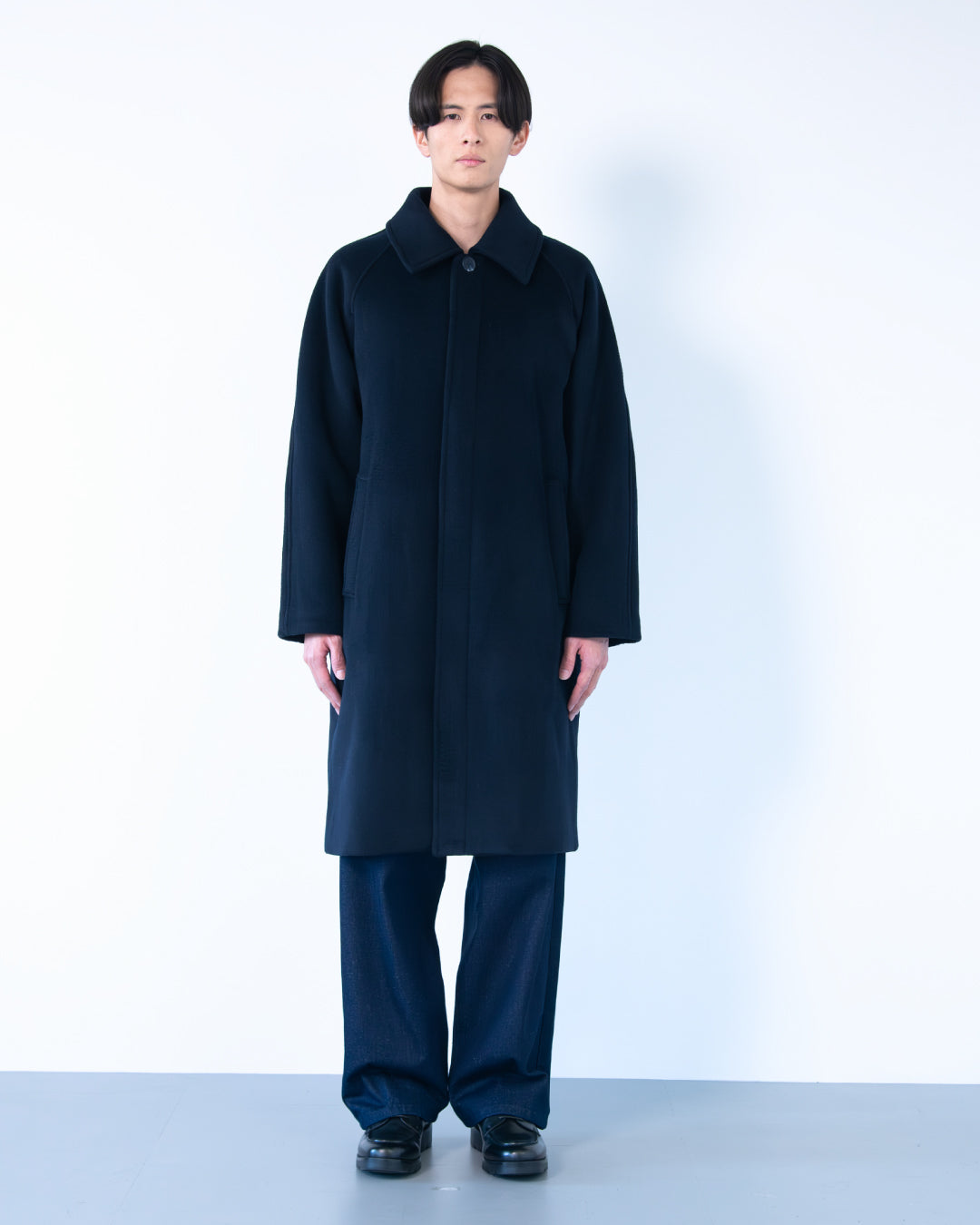 Double Melton Bal Collar Coat -navy-