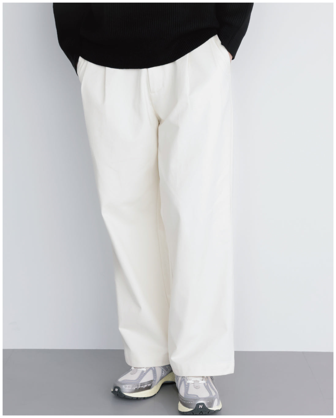 Wide Straight Chino Pants -white-