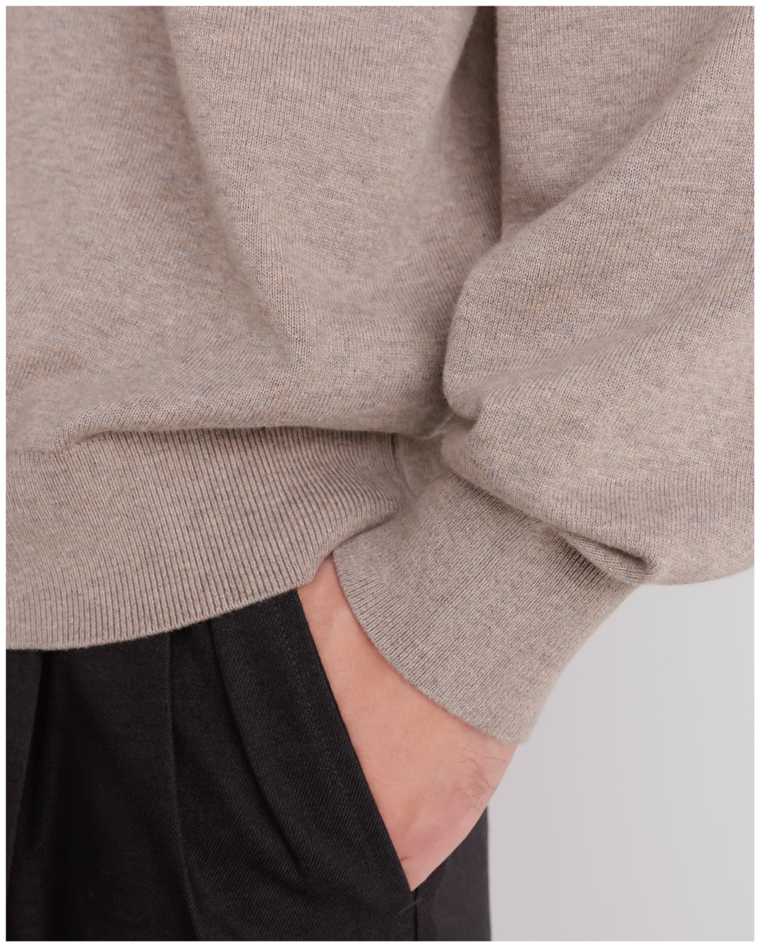 14G Cashmere Mix Crewneck Knit -greige-