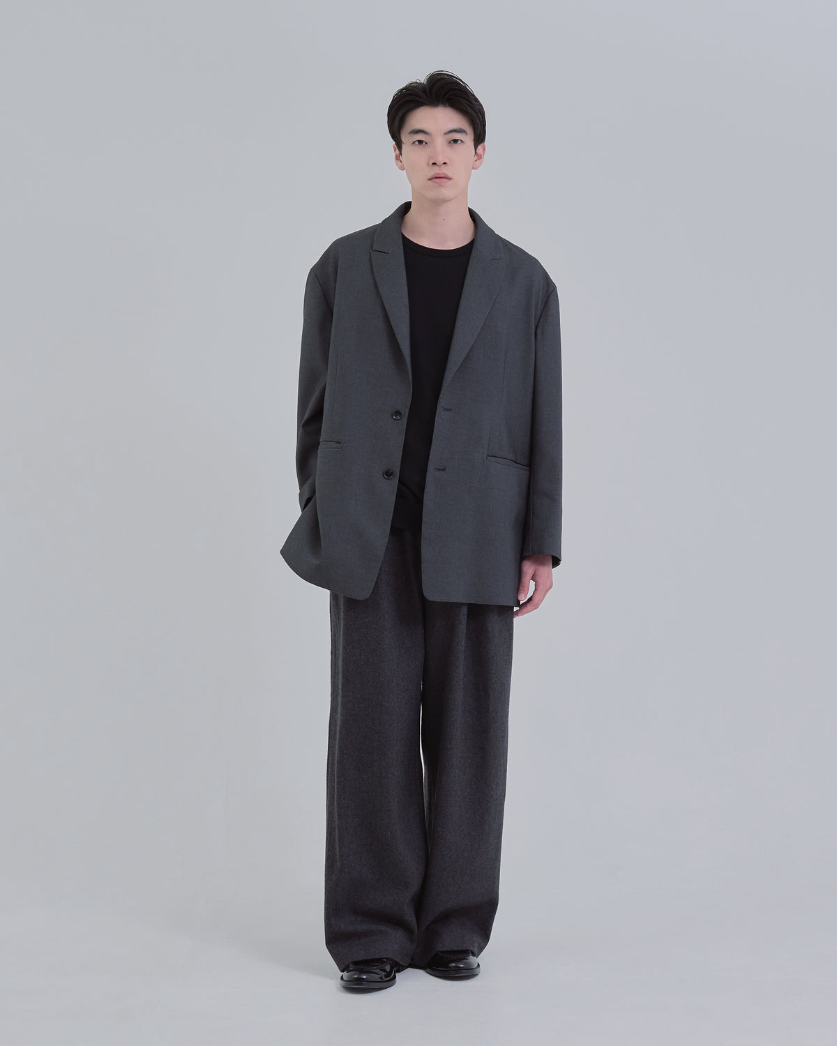 Wool Touch Tailored Jacket -dark gray-