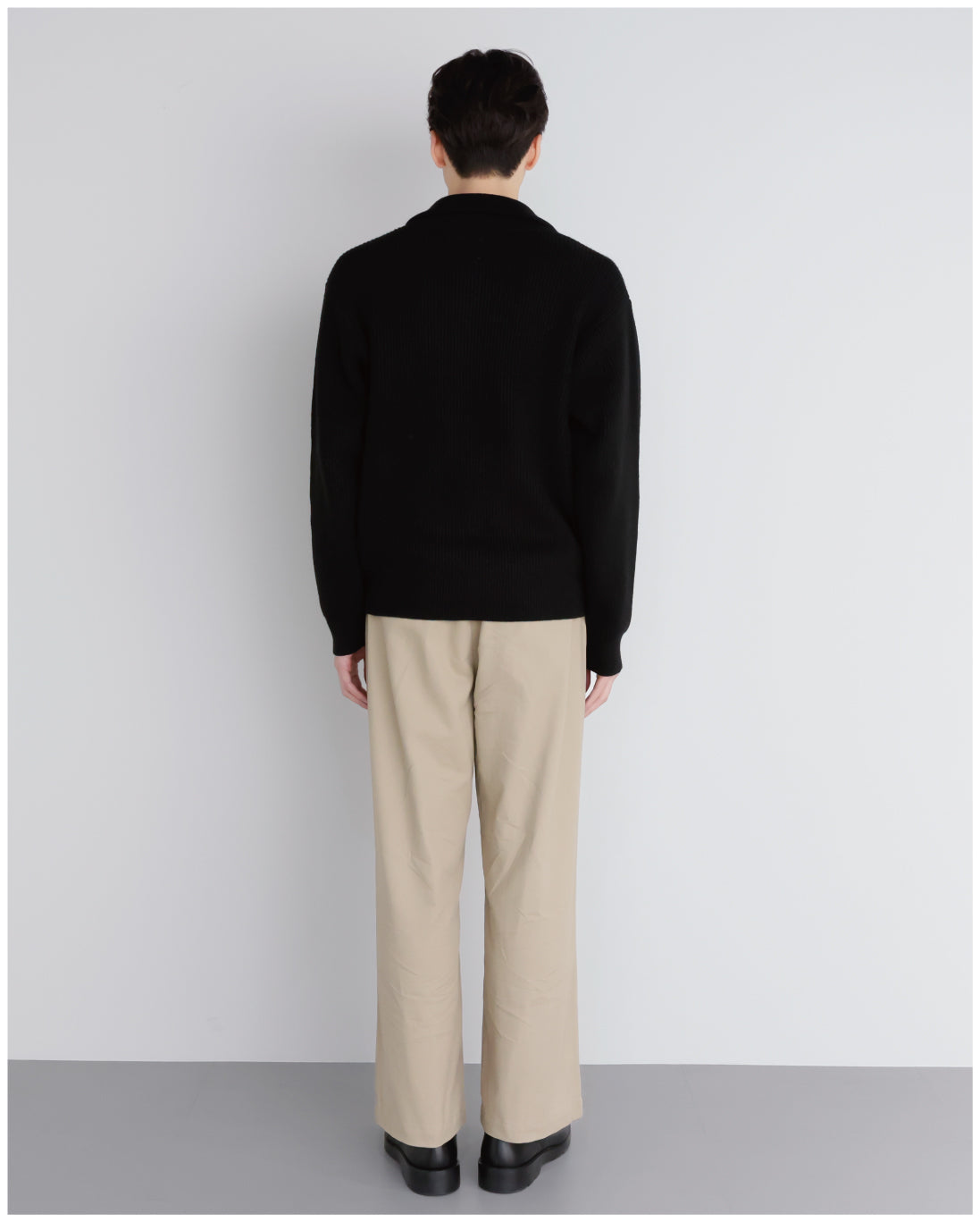 Wide Straight Chino Pants -beige-